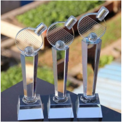 水晶体育类奖杯金属配件商务会议礼品颁奖订制喷砂上色工艺品